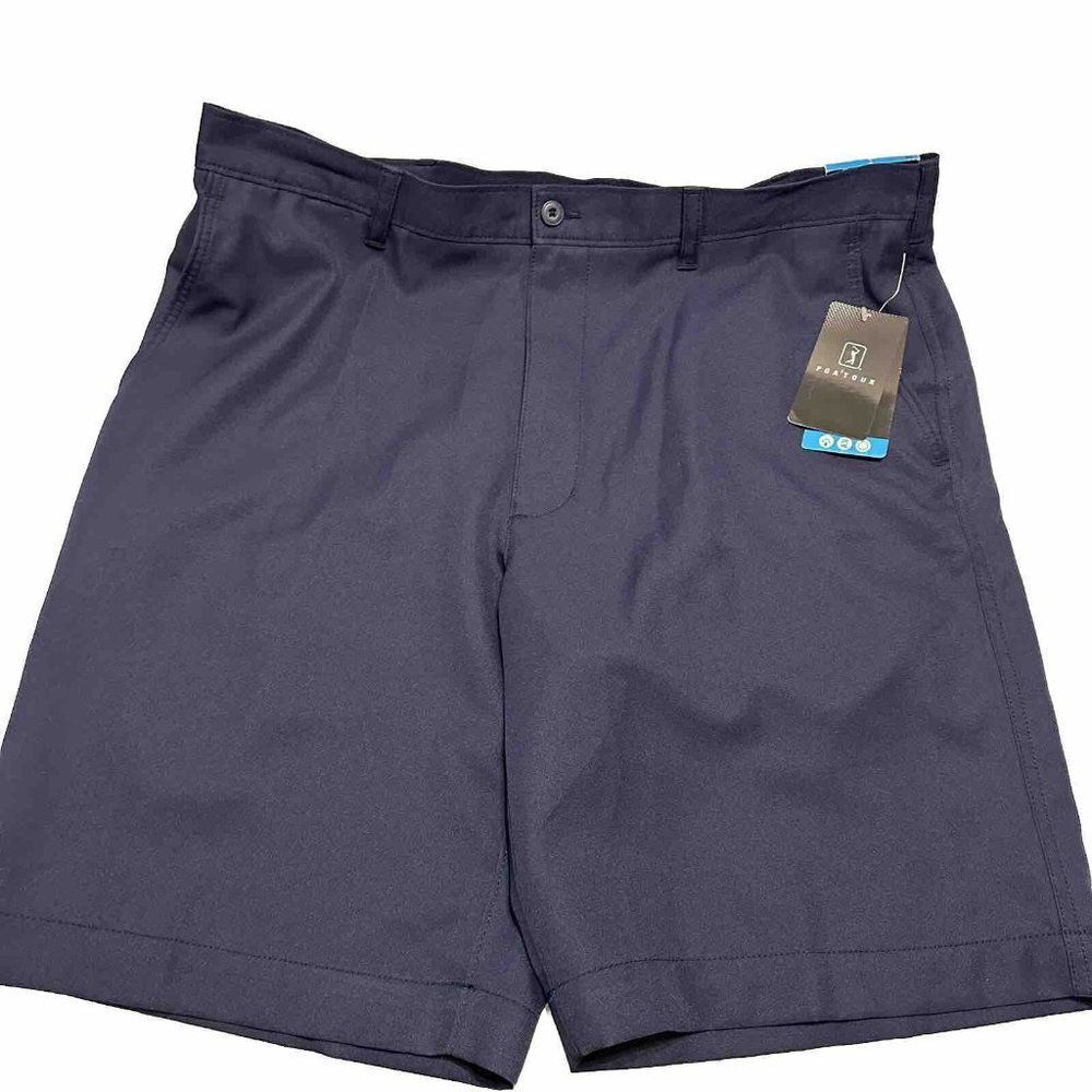 NWT PGA TOUR FLAT front Golf Shorts Size 36 Blue Stretch 9.5”L